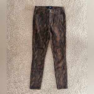 PAIGE Brown Snake Print Denim Skinny Jeans